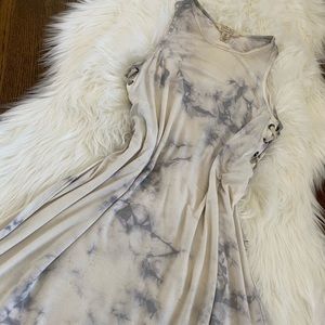 White and grey tye-dye American Eagle Shift Dress